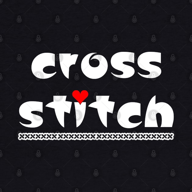 Cross Stitch Small Heart White Text by Barthol Graphics